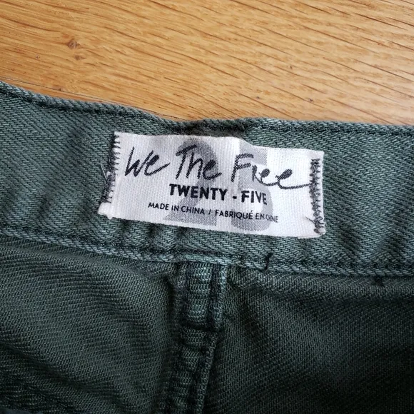 Free People Distressed Grunge Green Shorts