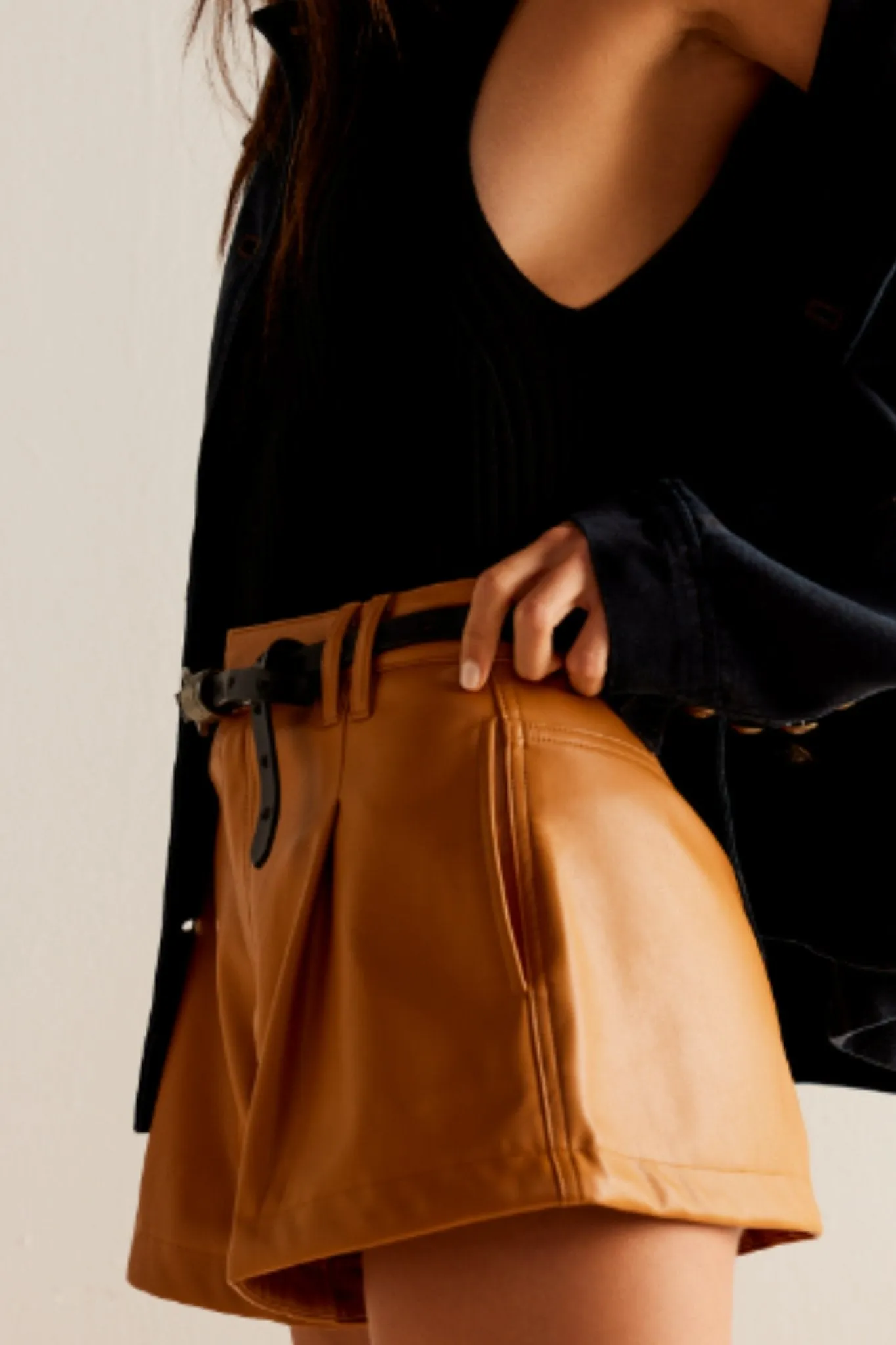 Free People: Free Reign Vegan Shorts in Brown Sugar