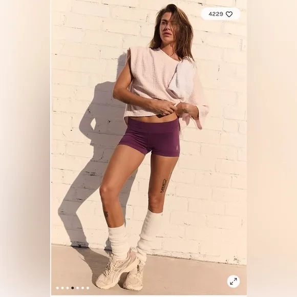 Free People Good Karma Micro Shorts in Black Tea M/L
