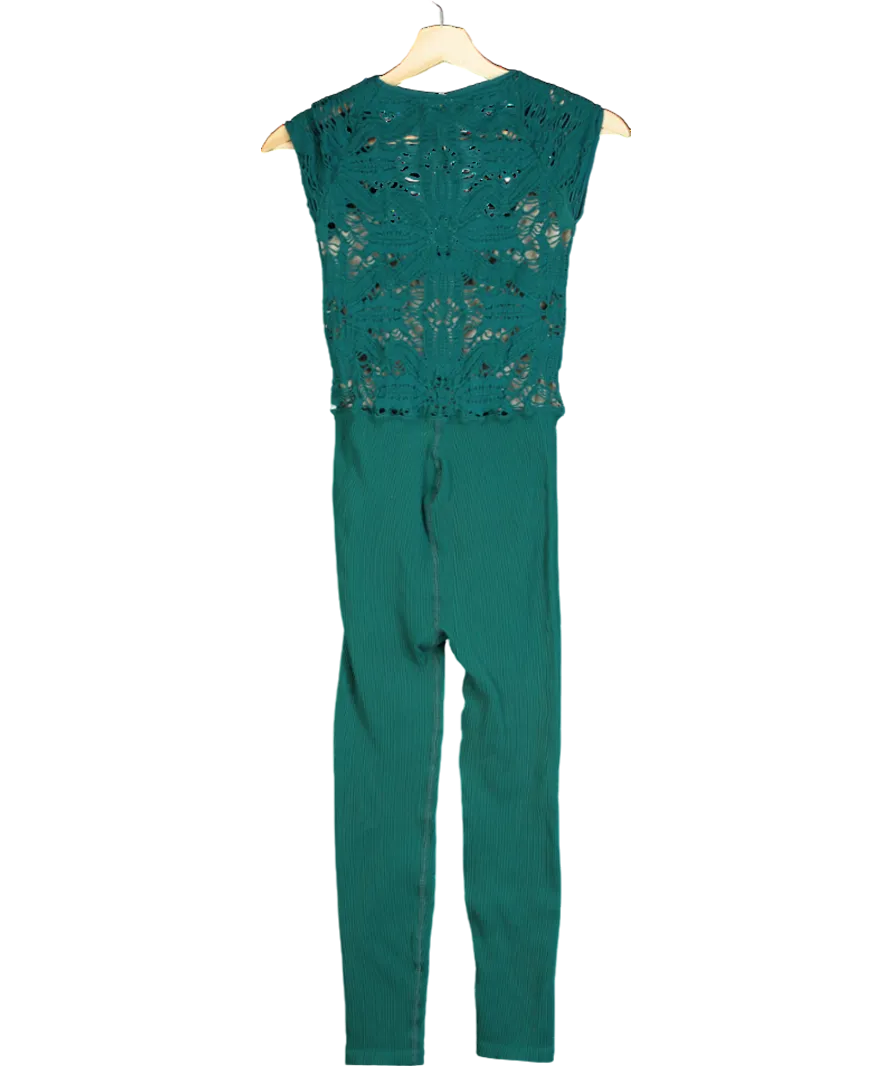 Free People Green Happiness Runs Floral One Piece Jumpsuit UK M