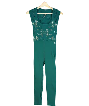 Free People Green Happiness Runs Floral One Piece Jumpsuit UK M