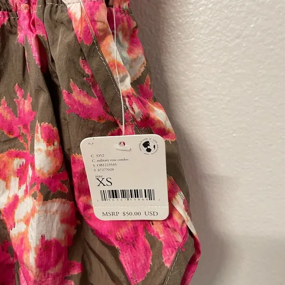 Free People High-Waist Shorts XS Military Rose Combo New Never Worn 💖