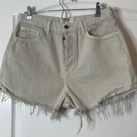 Free People Lasso High Waist Denim Shorts Khaki / Tan Size 31