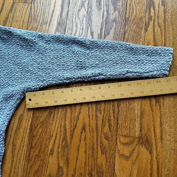 Free People Love Me Tender Cardigan Sweater Hooded Knit Fringe Blue Small