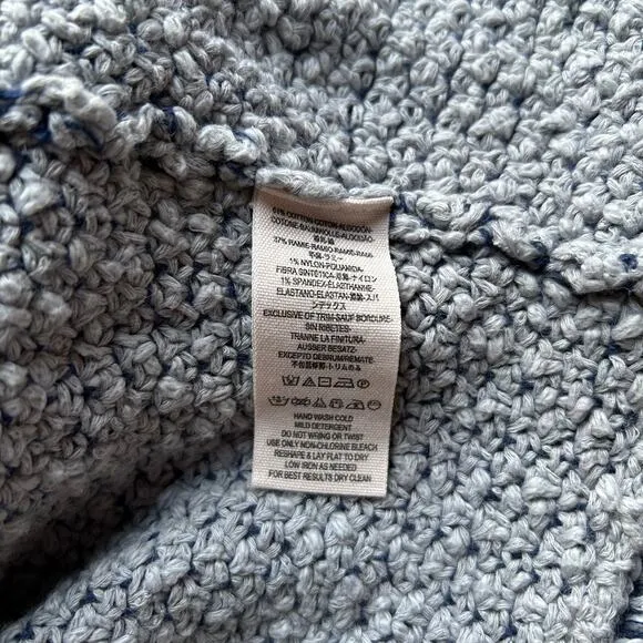 Free People Love Me Tender Cardigan Sweater Hooded Knit Fringe Blue Small