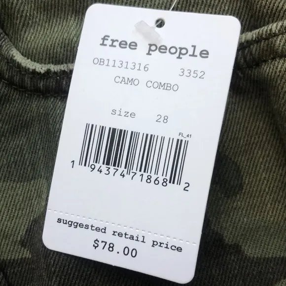 Free People Loving Good Vibrations Camo Shorts