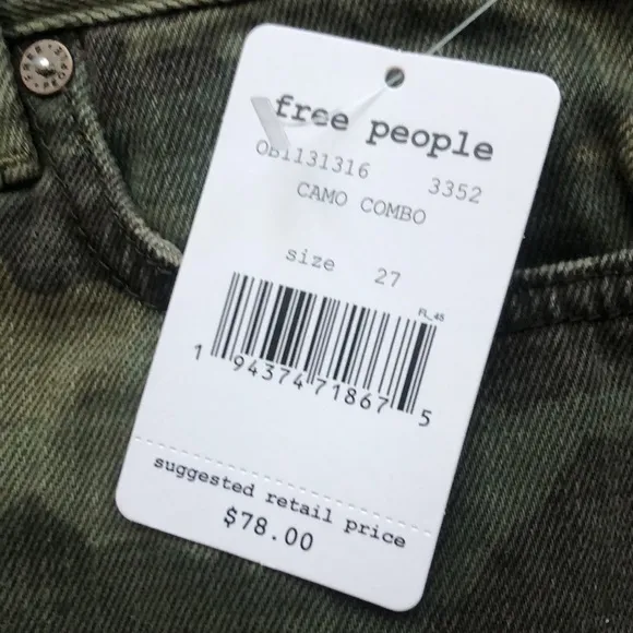 Free People Loving Good Vibrations Camo Shorts