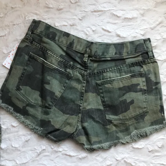 Free People Loving Good Vibrations Camo Shorts