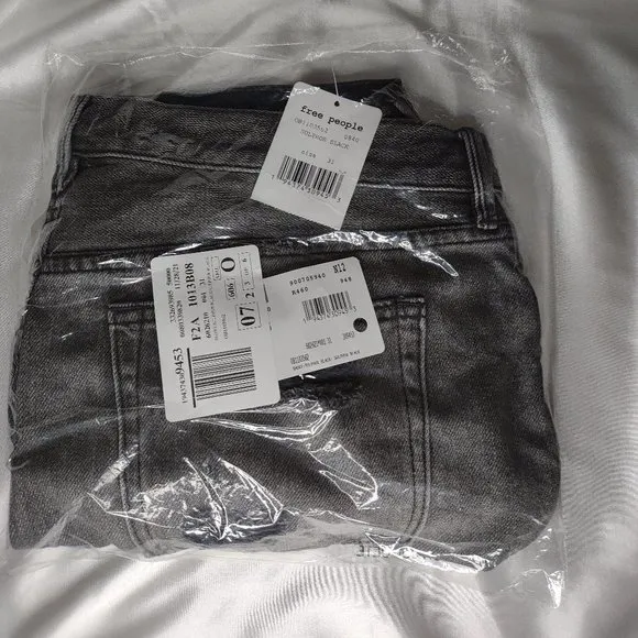 Free People Loving Good Vibrations Denim Fray Hem Shorts, Sulphor BLack