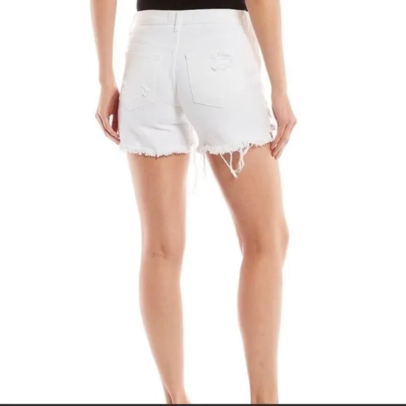 FREE People Maggie Mid-Rise White Distressed Shorts