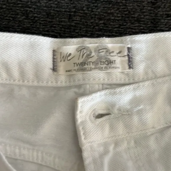 FREE People Maggie Mid-Rise White Distressed Shorts