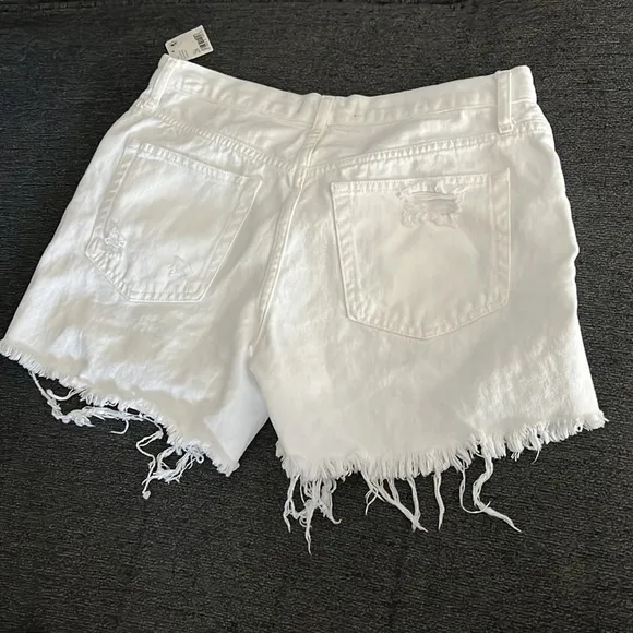 FREE People Maggie Mid-Rise White Distressed Shorts
