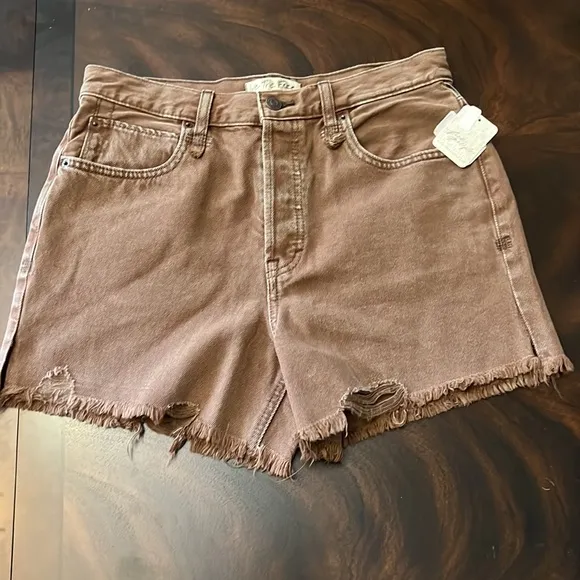 Free People Makai Cut Off Shorts in Washed Chocolate