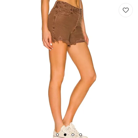 Free People Makai Cut Off Shorts in Washed Chocolate