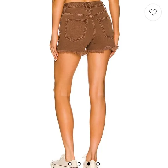Free People Makai Cut Off Shorts in Washed Chocolate