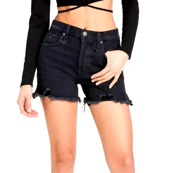 Free People Makai Cutoff Shorts Washed Black Size 28