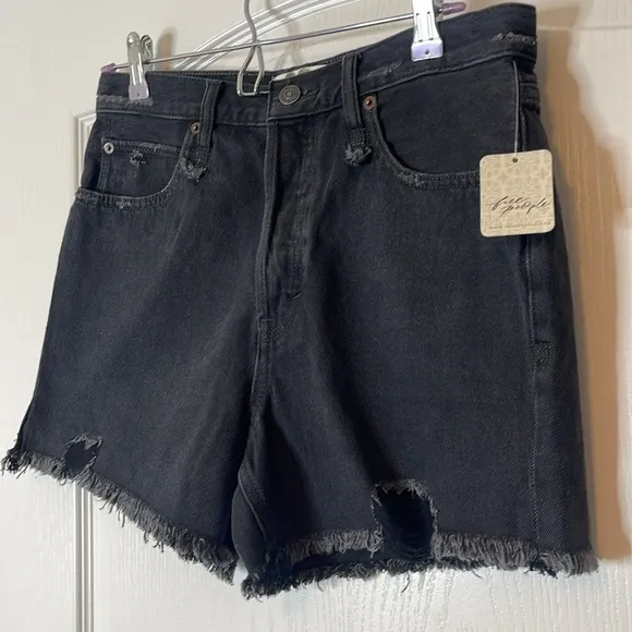 Free People Makai Cutoff Shorts Washed Black Size 28
