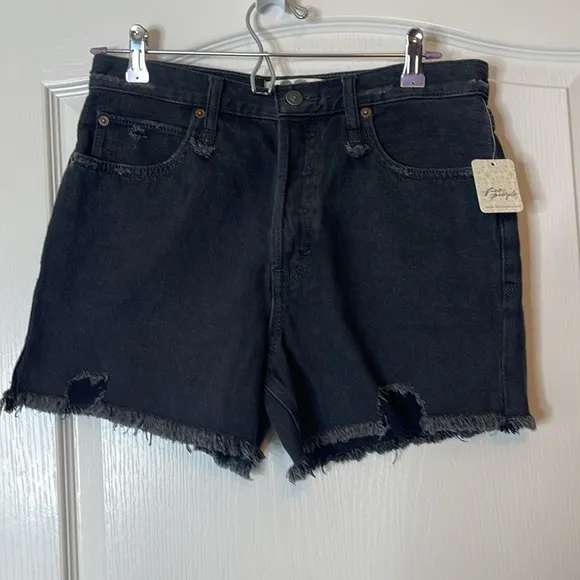 Free People Makai Cutoff Shorts Washed Black Size 28