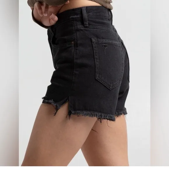 Free People Makai Cutoff Shorts Washed Black Size 28