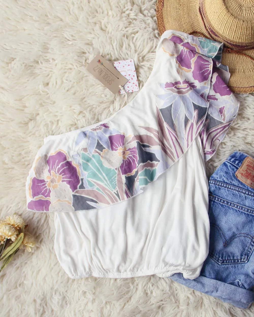 Free People Maui Ruffle Top in White