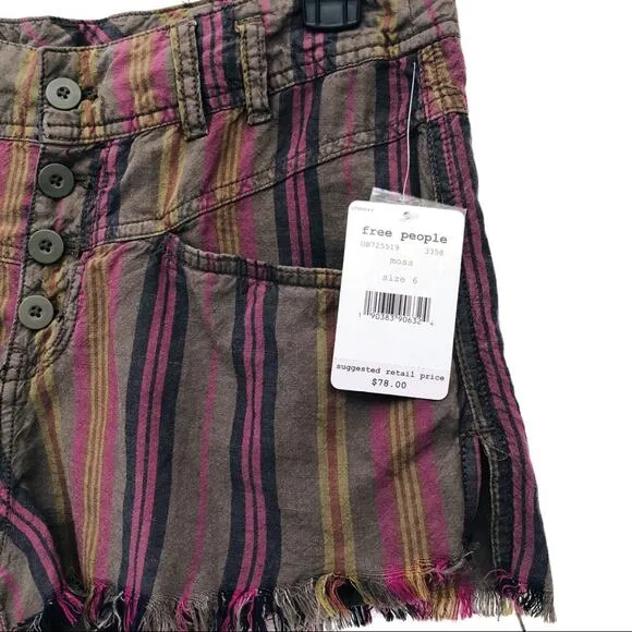 Free People Morning Rain Cutoff Shorts In Moss Size 6 NWT