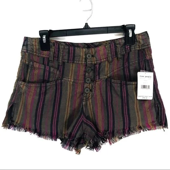 Free People Morning Rain Cutoff Shorts In Moss Size 6 NWT