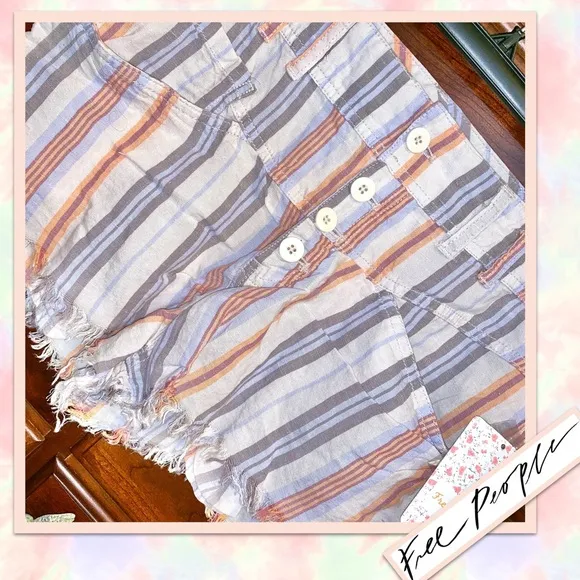 Free People Morning Rain Striped Shorts in Nude