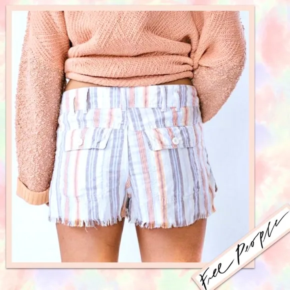 Free People Morning Rain Striped Shorts in Nude