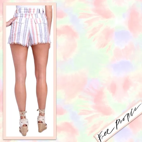 Free People Morning Rain Striped Shorts in Nude