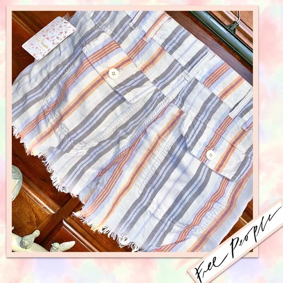 Free People Morning Rain Striped Shorts in Nude