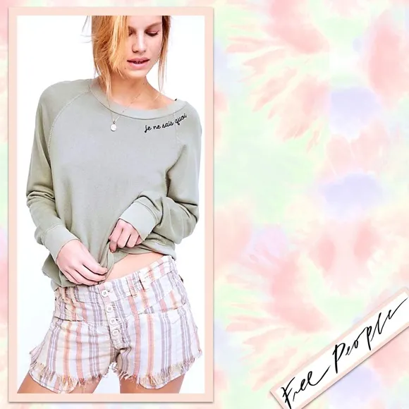 Free People Morning Rain Striped Shorts in Nude