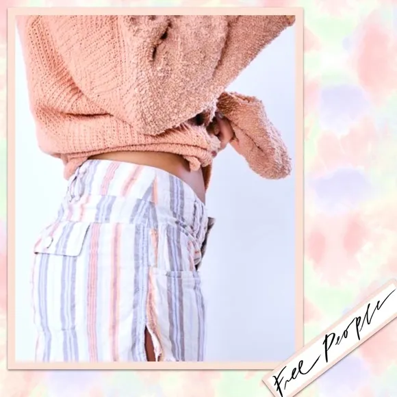 Free People Morning Rain Striped Shorts in Nude