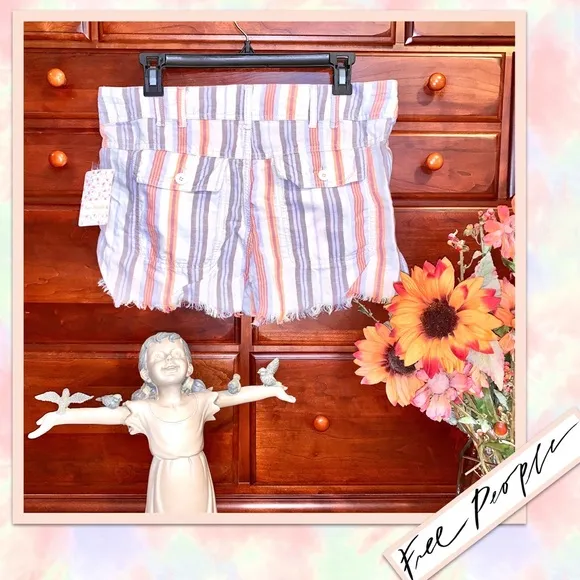 Free People Morning Rain Striped Shorts in Nude