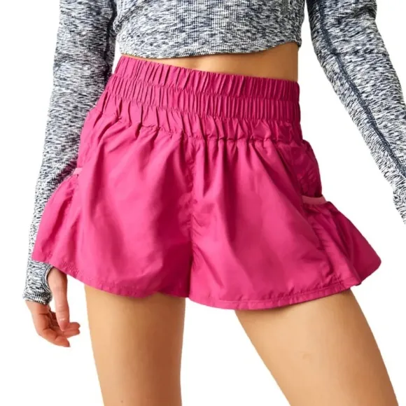 Free People Movement Get Your Flirt On Shorts Hot Pink Pockets Size Large NWOT