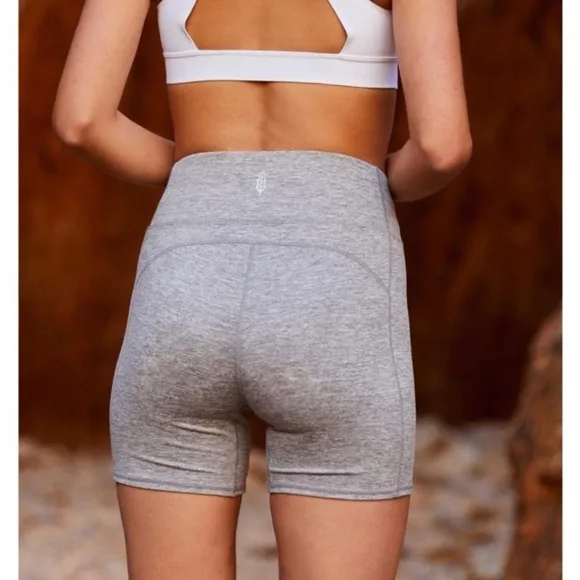 Free People Movement Hang Time Biker Shorts XS Bundle Gray Pink Workout Summer