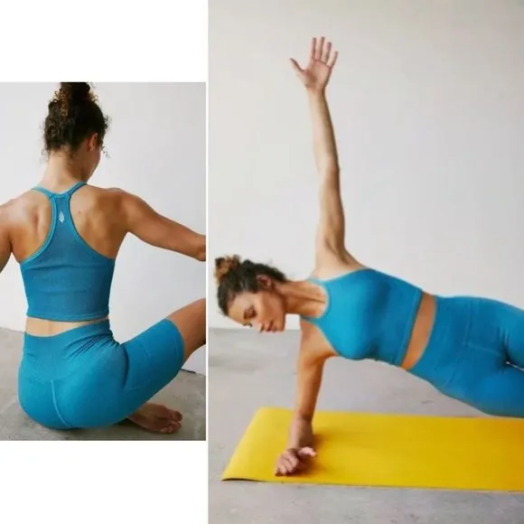 Free People Movement Happiness Runs Lurex Crop Tank and Lurex Bike Shorts