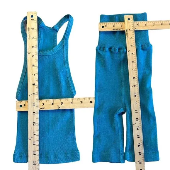 Free People Movement Happiness Runs Lurex Crop Tank and Lurex Bike Shorts