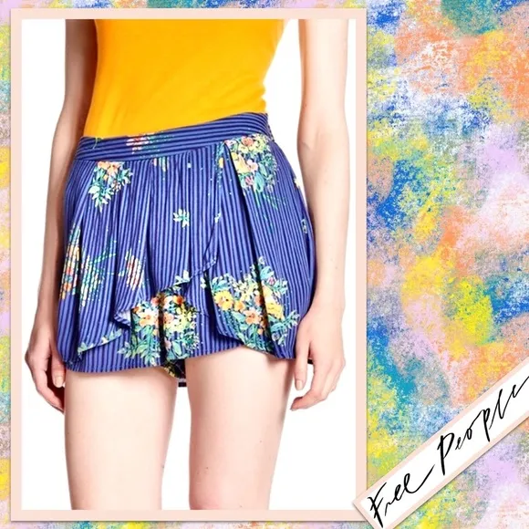 Free People Night Watcher Skort in Lasting Lagoon Combo (Blue)