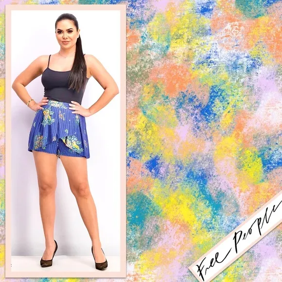 Free People Night Watcher Skort in Lasting Lagoon Combo (Blue)