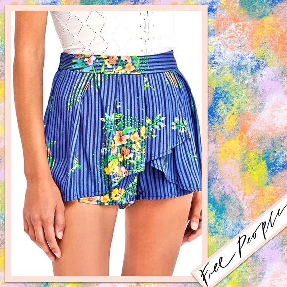 Free People Night Watcher Skort in Lasting Lagoon Combo (Blue)