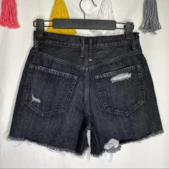 Free People NWT Makai Distressed Cut-Off Shorts in Black