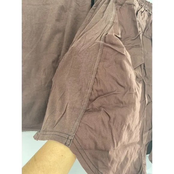 Free People NWT Perfect Pima Boxer Set 2 Piece Top and Shorts Cocoa Bean L New