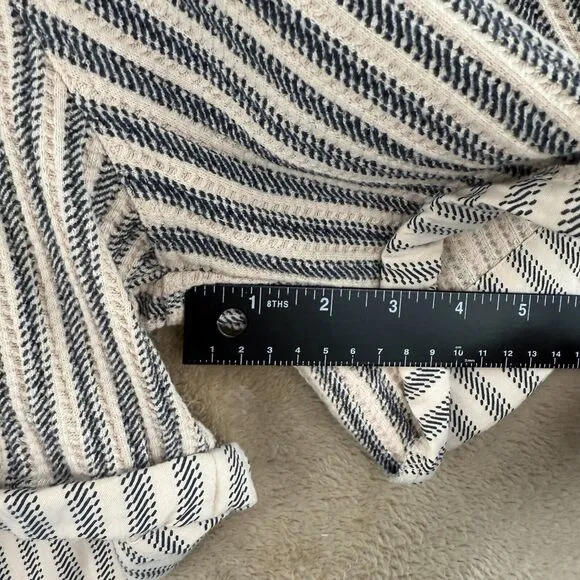 Free People One Shorts Womens L Harriet Striped Baggy Pull On Pockets Boho Beige