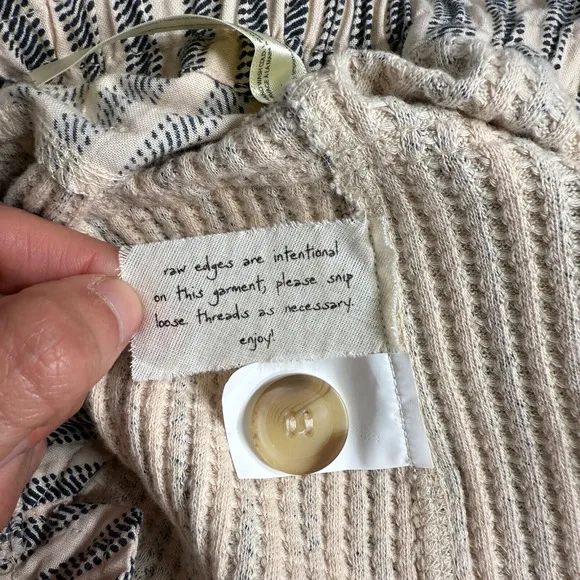 Free People One Shorts Womens L Harriet Striped Baggy Pull On Pockets Boho Beige