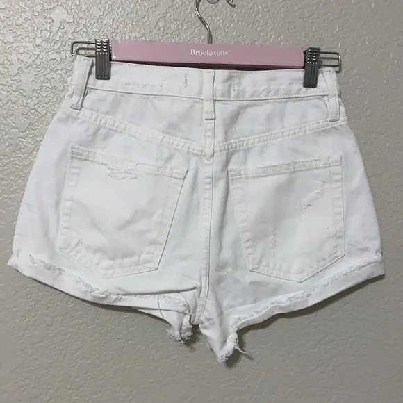 Free People Optic White Distressed Shorts