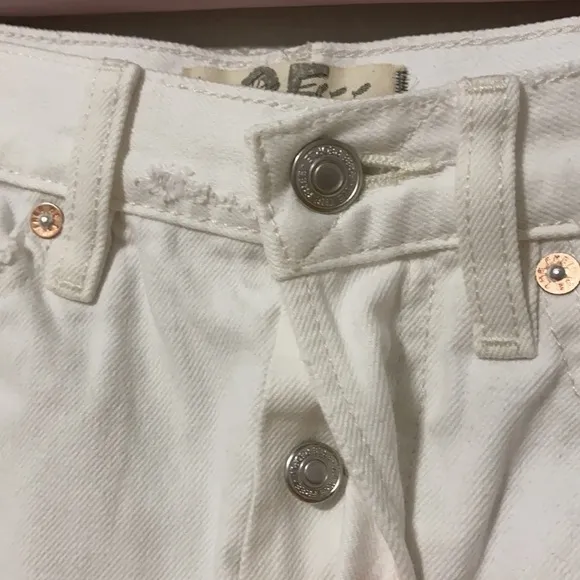 Free People Optic White Distressed Shorts
