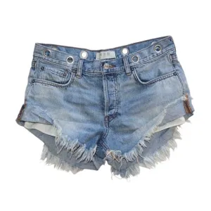 Free People Sashed &amp; Relaxed Cutoff Denim Shorts Size 27