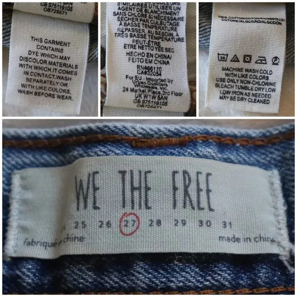 Free People Sashed &amp; Relaxed Cutoff Denim Shorts Size 27