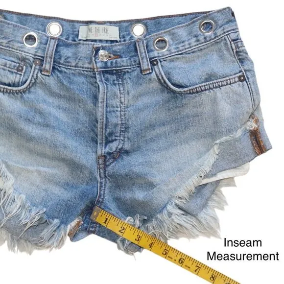 Free People Sashed &amp; Relaxed Cutoff Denim Shorts Size 27