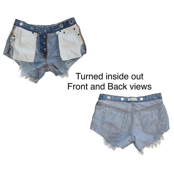 Free People Sashed &amp; Relaxed Cutoff Denim Shorts Size 27